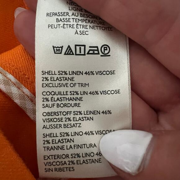 Meave by Anthropologie The Colette Shorts Linen Blend Orange Size 32 High Waist - Picture 9 of 9